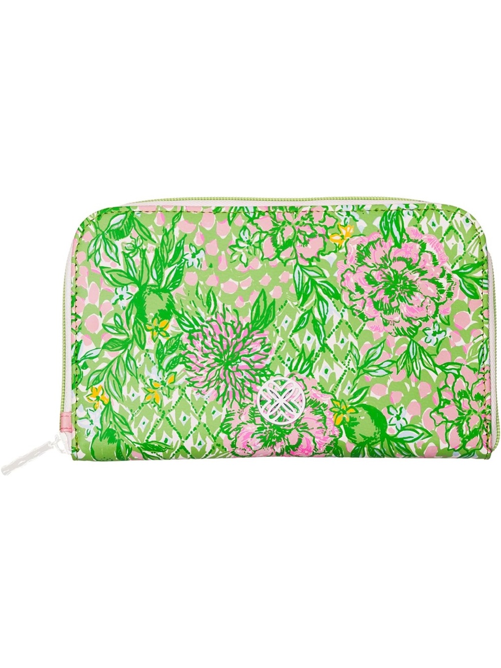Lilly Pulitzer Floral Leather Passport Holder Travel Wallet Pink Green NWT